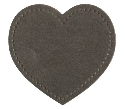 Термоаппликация HKM "Сердце из замши серое", 6,4 х 6,0 см, 43161