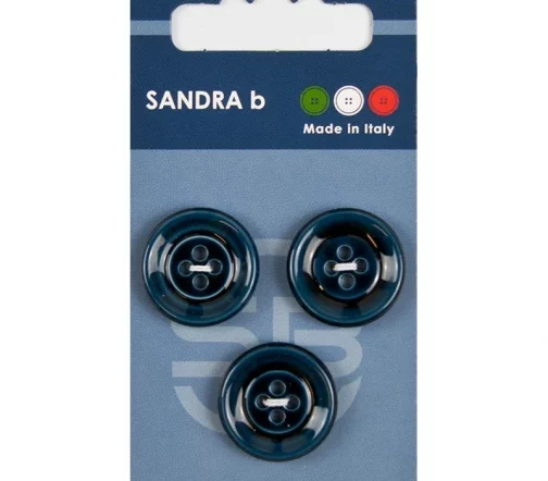 Пуговицы Sandra, 20,5 мм, 4 отв., пластик, 3 шт., синий, арт. CARD116