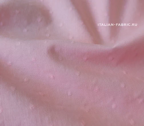 Сорочечный хлопок с вышивкой в горох, цвет розовый, 01791