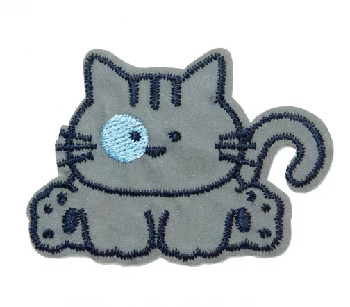 Термоаппликация HKM "Котенок с полосками (светоотражающий)", 6,0х4,3 см, цвет серый, 47R4