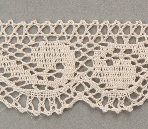 Тесьма вязаная ажурная хлопковая, ширина 35 мм, цвет экрю, 50-1443-02