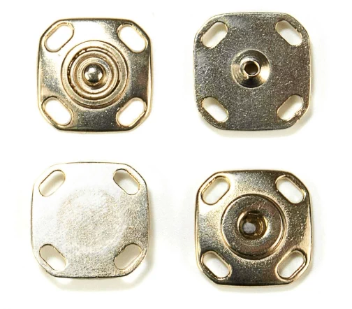 Кнопка квадрат пришивная, металл, 17мм, цвет золото, M882-17-2