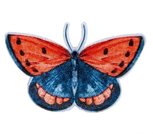 Термоаппликация HKM "Бабочка с пятнами", 6,8 х 4,3 см, цвет коралловый/синий