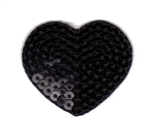 Термоаппликация Marbet "Сердце с пайетками", 3,7 x 4,3 см, цвет черный, 569954.D