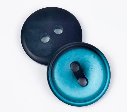 Пуговицы, Union Knopf, "Перелив", 2 отверстия, пластик, цвет голубой, 34 мм