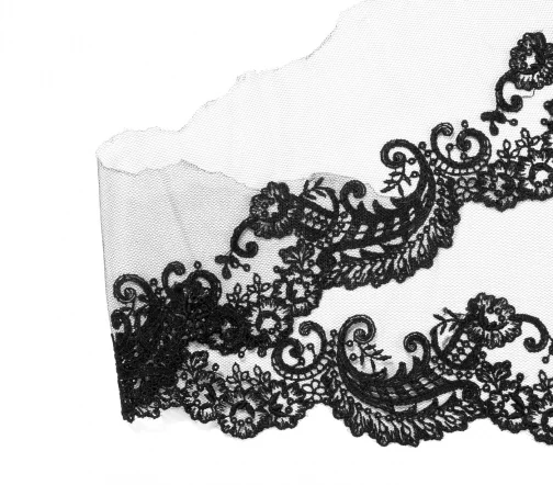 Кружево IEMESA (вышивка на тюле), ширина 9 см, цвет черный
