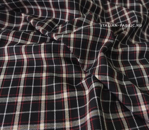 Плательно-костюмная ткань "Черно-бордовая клетка",  01543