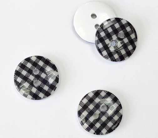 Пуговицы, Union Knopf, "Круглые в клеточку", 2 отверстия, пластик, цвет черный, 18 мм