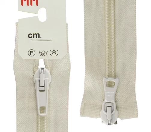 Молния Riri спираль разъёмная, 2 замка, 6мм, 70см, цвет 2111, бело-бежевый светлый