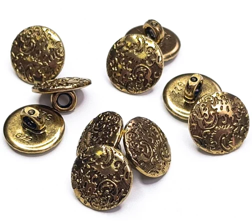 Пуговица DILL "Орнамент", на ножке, пластик, цвет состар.золото, 14 мм
