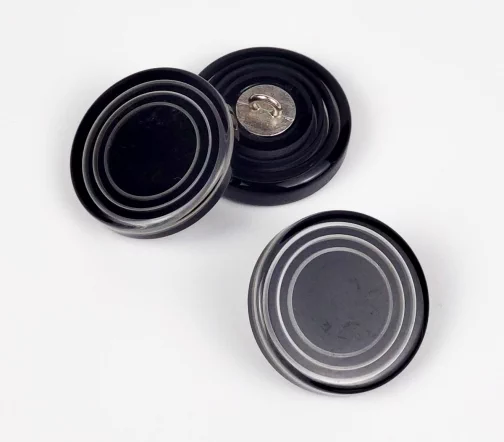 Пуговица, Union Knopf, на мет. ножке, пластик, цв. черно-белый, 28 мм