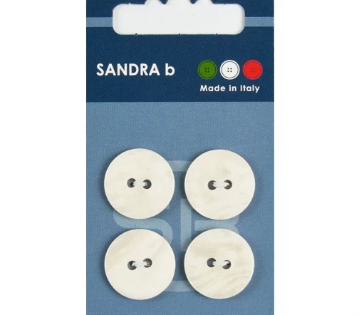 Пуговицы Sandra, 18 мм, 2 отв., пластик, 4 шт., белый, арт. CARD011