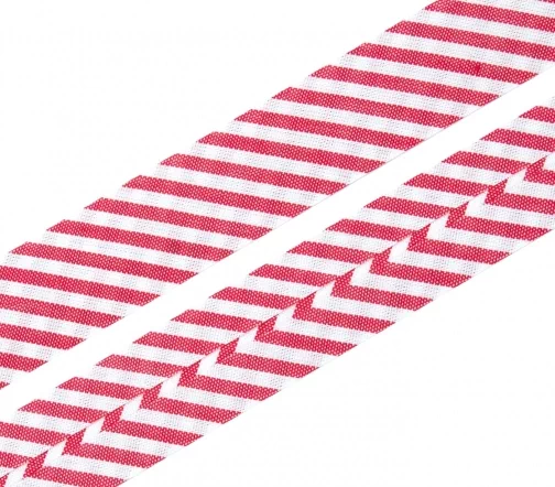 Косая бейка SAFISA в полоску, 20мм, цвет 14, красный/белый
