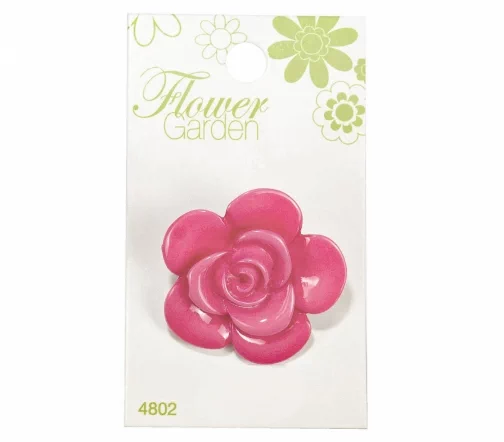 Пуговица, Flower Garden, арт. 4802, на ножке, 34 мм, пластик, розовый