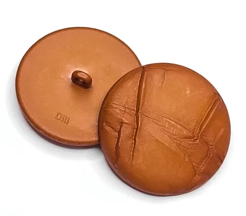 Пуговица DILL "мятая", на ножке, пластик, цвет оранжевый, 38 мм