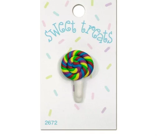 Декор. пуговица "Леденец lolipop", серия "Sweet Treats", арт 2672, на ножке, 34 мм, пластмасса, 1 шт