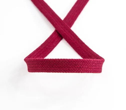 Шнур PEGA плоский хлопковый, цвет бордовый, 12 мм