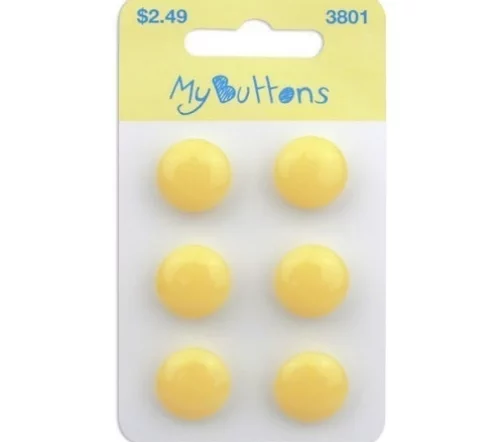 Пуговицы "My Buttons", 12 мм, на ножке, пластик, 6 шт., светло-желтый, 630003801