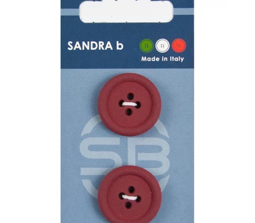 Пуговицы Sandra, 23 мм, 4 отв., пластик, 2 шт., бордовый, CARD063
