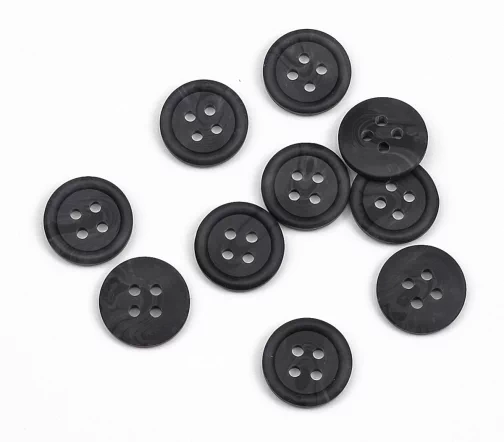 Пуговица, Union Knopf, 4 отв., пластик, цвет темно-серый, 15 мм