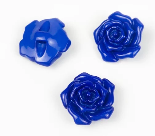 Пуговицы, Union Knopf, "Розочки", пластик, цвет синий, 25 мм