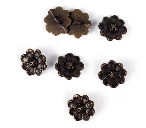 Пуговица, Union Knopf, "Ромашка", на ножке, металл, цвет бронза, 19 мм