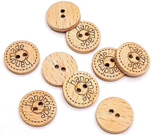 Пуговица DILL "Handmade", 2 отв., дерево, цвет бежевый, 15 мм