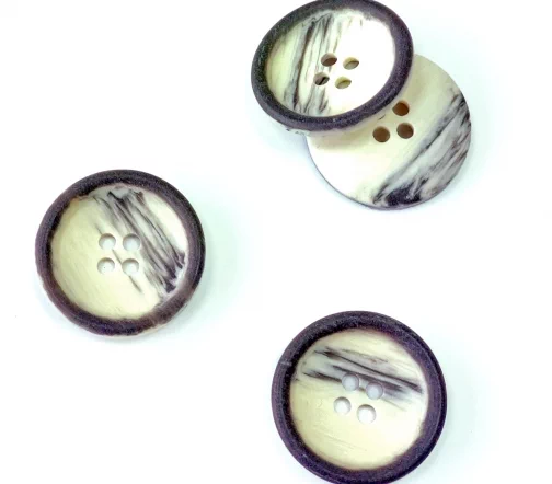 Пуговица Sandra с т-серым ободком, 22 мм, 4 отв., пластик, слоновая кость, 75618-36-4
