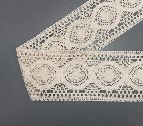 Мерсеризованное хлопковое кружево IEMESA, ширина 9 см, цвет топленое молоко