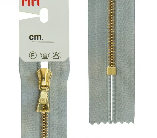 Молния RiRi атласная, металл, неразъём, 4 мм 18 см, подв.Flach, цепь GO, цвет 9112, голубовато-серый