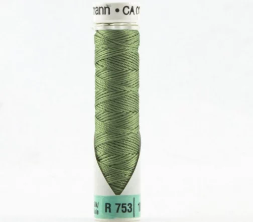 Нить Silk R 753 для фасонных швов, 10м, 100% шелк, цвет 919 папоротник, Gutermann 703184