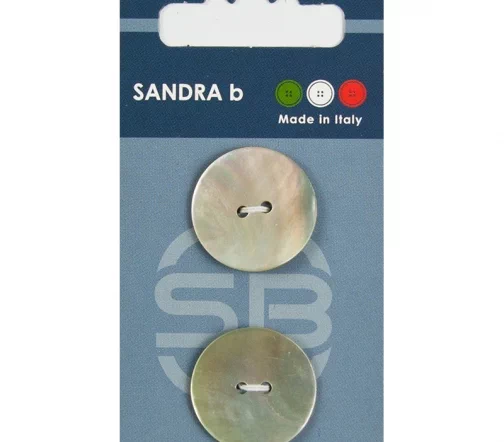 Пуговицы Sandra, 23 мм, 2 отв., нат.перламутр, 2 шт., CARD035