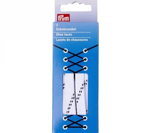 974761 Шнурки для обуви, водоот., 10ммх100см, 2шт., белый/черн, PRYM