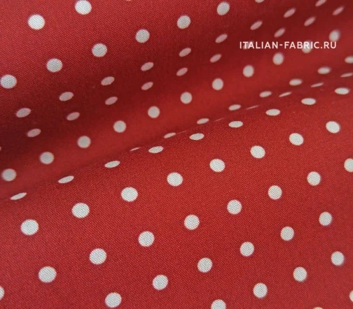 Сорочечный хлопок в горох, фон темно-красный, 01417
