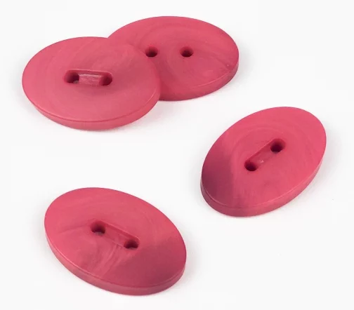 Пуговицы, Union Knopf, "Эллипс, с прорезью", матовые, 2 отв., пластик, цвет розовый, 32 мм