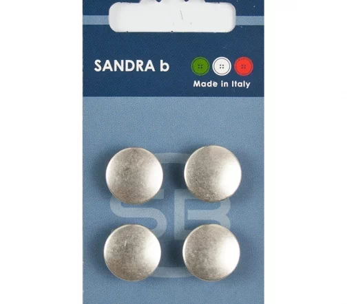 Пуговицы Sandra, на ножке, 15 мм, металл, 4 шт., серебро, арт. CARD199