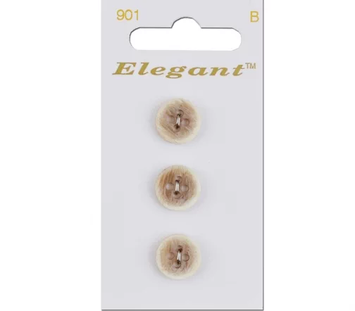 Пуговицы Elegant, арт. 901 D, 4 отв., 12 мм, пластик, 3 шт., бежевый