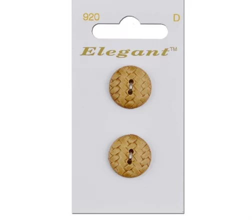 Пуговицы Elegant, арт. 920 E, 2 отв., 19 мм, пластик, 2 шт., бежевый
