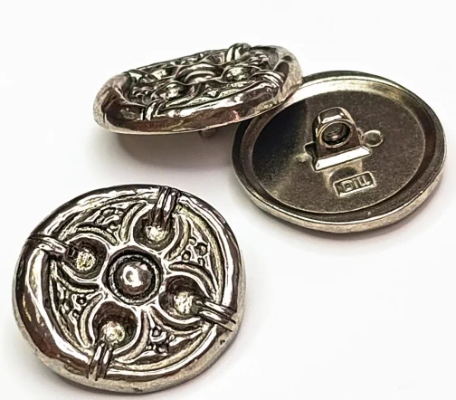 Пуговица DILL "Цветок", на ножке, металл, цвет состаренное серебро, 30 мм