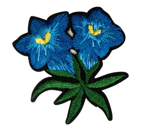 Термоаппликация HKM "Двойной цветок", цвет синий/зеленый, 4,5 х 4,8 см