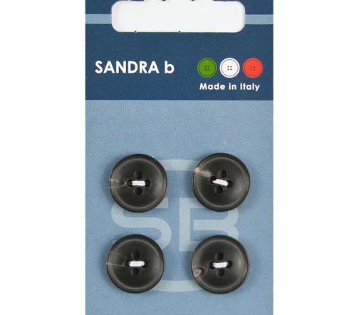 Пуговицы Sandra, 15 мм, 4 отв., пластик, 4 шт., цвет темно-коричневый, CARD183