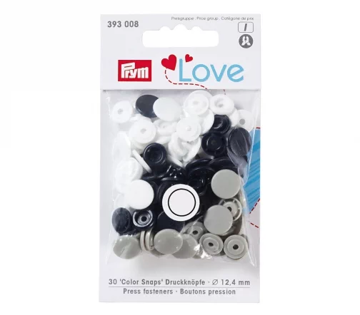 393008 Kнопки Color Snaps Prym Love, цвет белый/серый/т.синий, 12,4мм, 30шт, Prym
