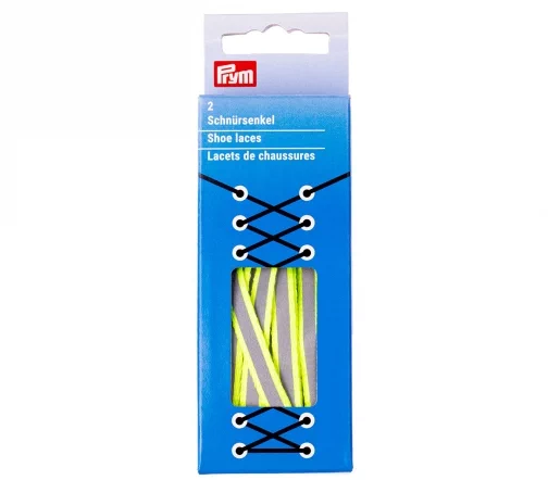 974790 Шнурки для обуви, светоотраж., 8ммх90см, 2шт., желт/серебро, PRYM