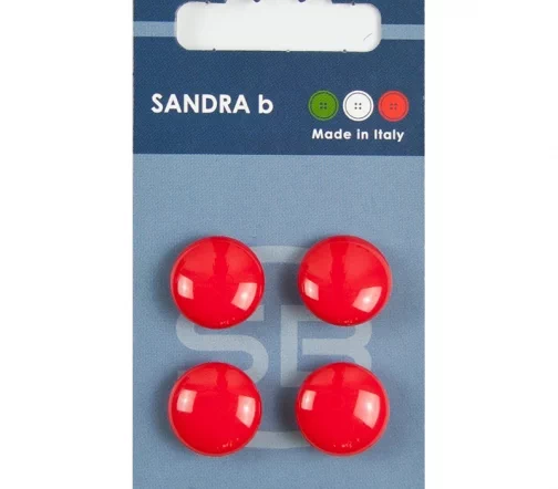 Пуговицы Sandra, на ножке, 15 мм, пластик, 4 шт., цвет красный, CARD055