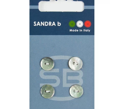 Пуговицы Sandra, 10 мм, 2 отв., нат.перламутр, 4 шт., CARD030