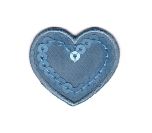 Термоаппликация Marbet "Сердце с пайетками", 3 х 3,6 см, голубой, 569561.G