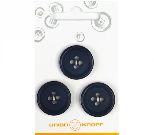 Пуговицы, Union Knopf, 4 отв., пластик, цв. т.синий, 23 мм, 3 шт., 85157