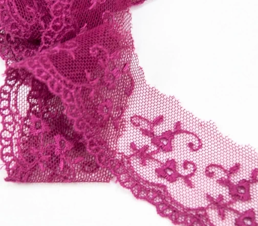 Кружево IEMESA (вышивка на тюле), ширина 25 мм, цвет фуксия