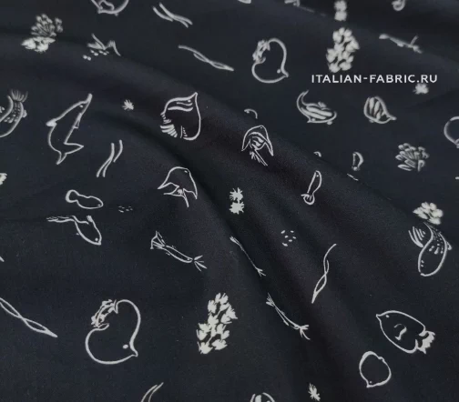 Сорочечный хлопок "Рыбки на черном", 1062040