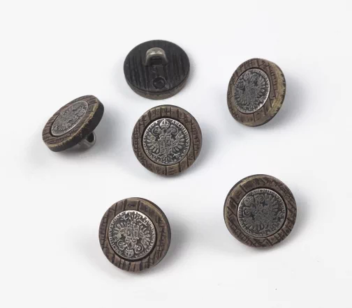 Пуговица, Union Knopf, "Герб с орлом", на ножке, мет.пласт., 15 мм